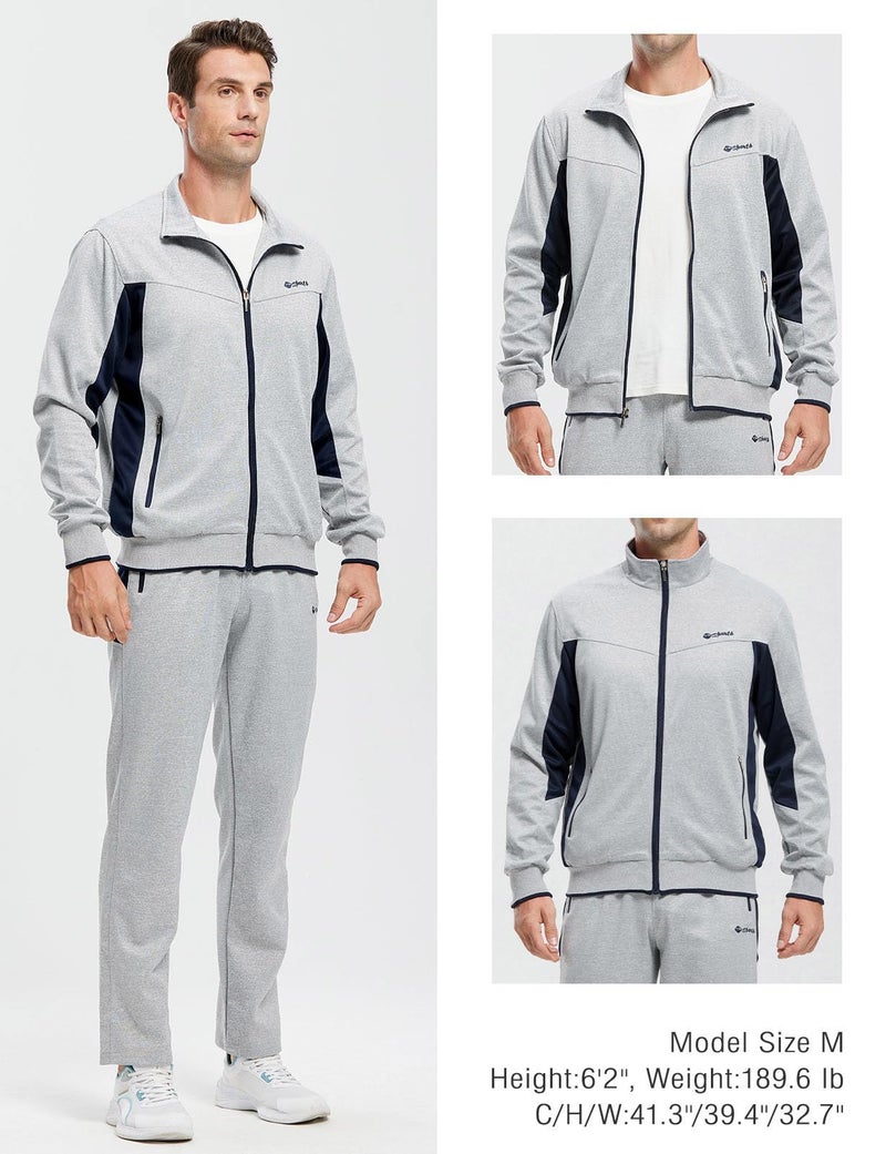 Rdruko Men's Tracksuit Sweatsuits 2 Piece Set Athletic Jogging Gym Activewear Sweat Track Suits Sets(Grey,US XL) - Image 5